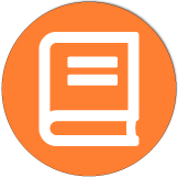 Book symbol on an orange background