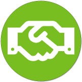 Handshake symbol on a green background
